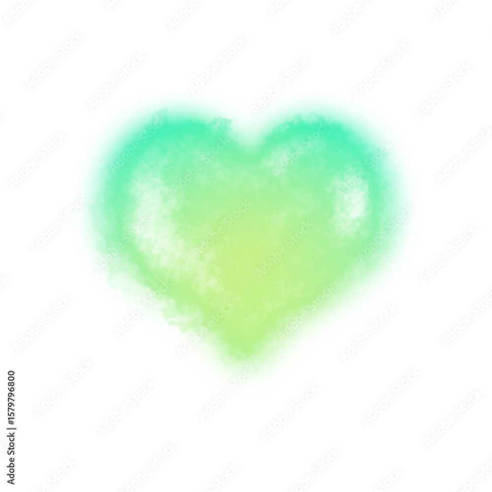 Fototapeta premium Green heart smoke cloud on transparent background 
