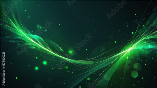 abstract Glowing green and blue abstract background with smoky texture and flowing light patterns