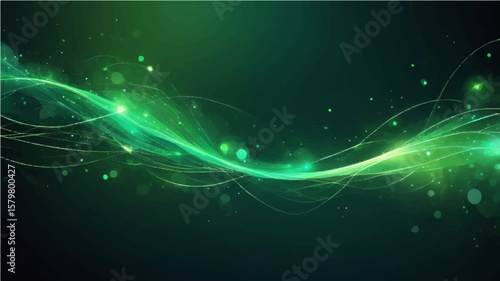 abstract Glowing green and blue abstract background with smoky texture and flowing light patterns
