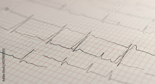 Wallpaper Mural Close-Up View of Electrocardiogram Readings on Graph Paper Showing Heart Activity and Rhythm Patterns for Medical Analysis Torontodigital.ca