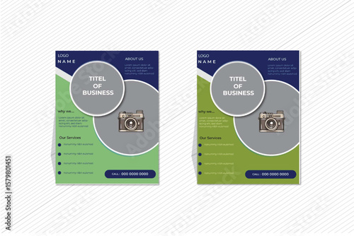Modern a4 business flyer template layout design with circular  shape.
