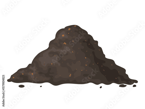 Big heap of organic compost, fertile soil for gardening