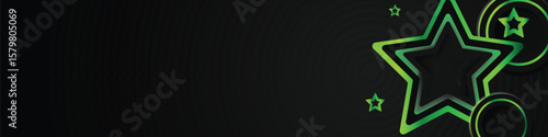 Abstract dark horizontal cover and banner with stars gradient green shape element design