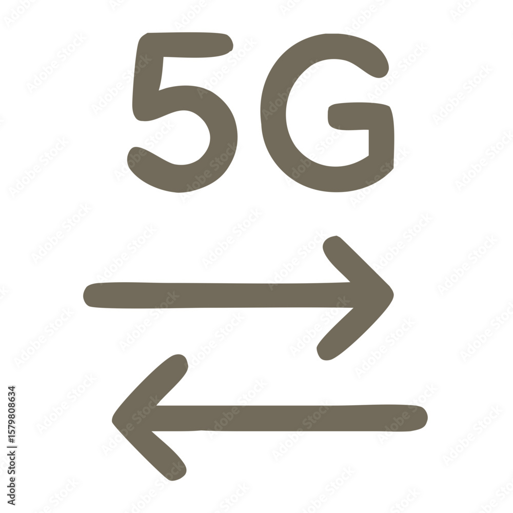 Handdrawn Simple 5G Network Connection Arrow Technology Communication Icon Handdrawn Simple 5G Network Connection Arrow Technology Communication Icon