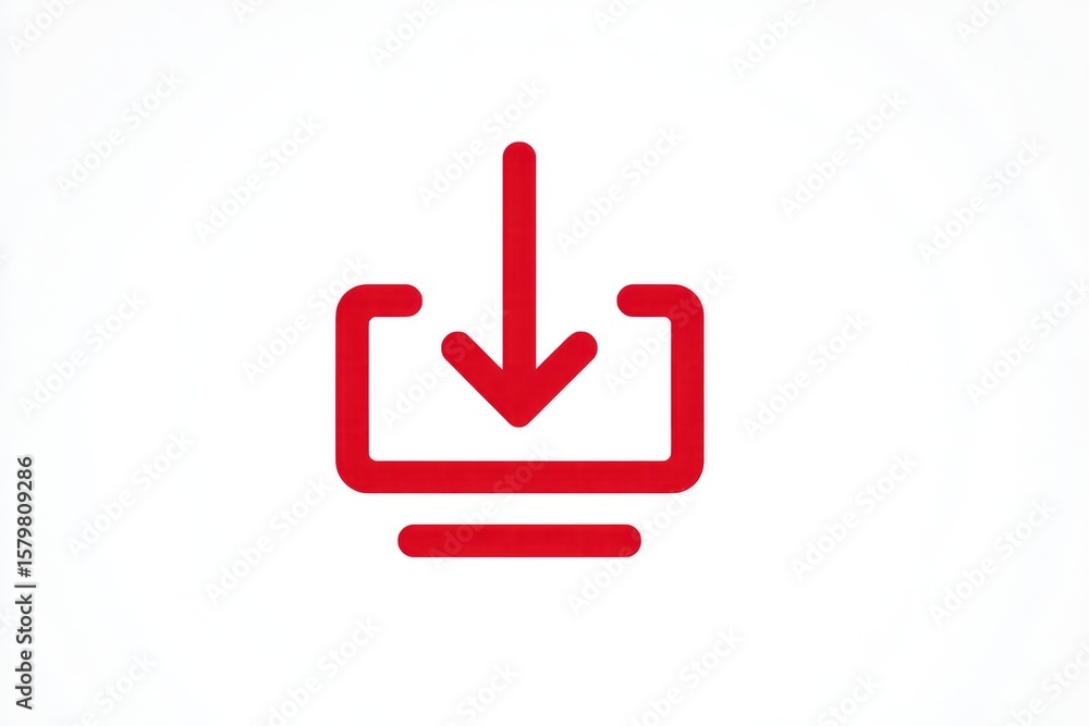 Red download icon on white background Red download icon on white background