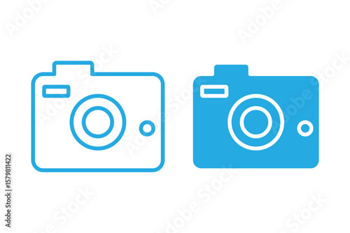 camera line icon, photo camera line art symbol vector illustration.