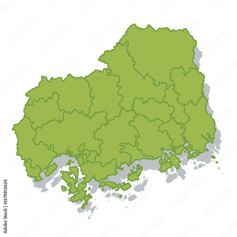 Fototapeta premium 広島 日本 地図 シルエット アイコン