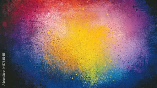 Vibrant spray paint design with a spectrum of colors.