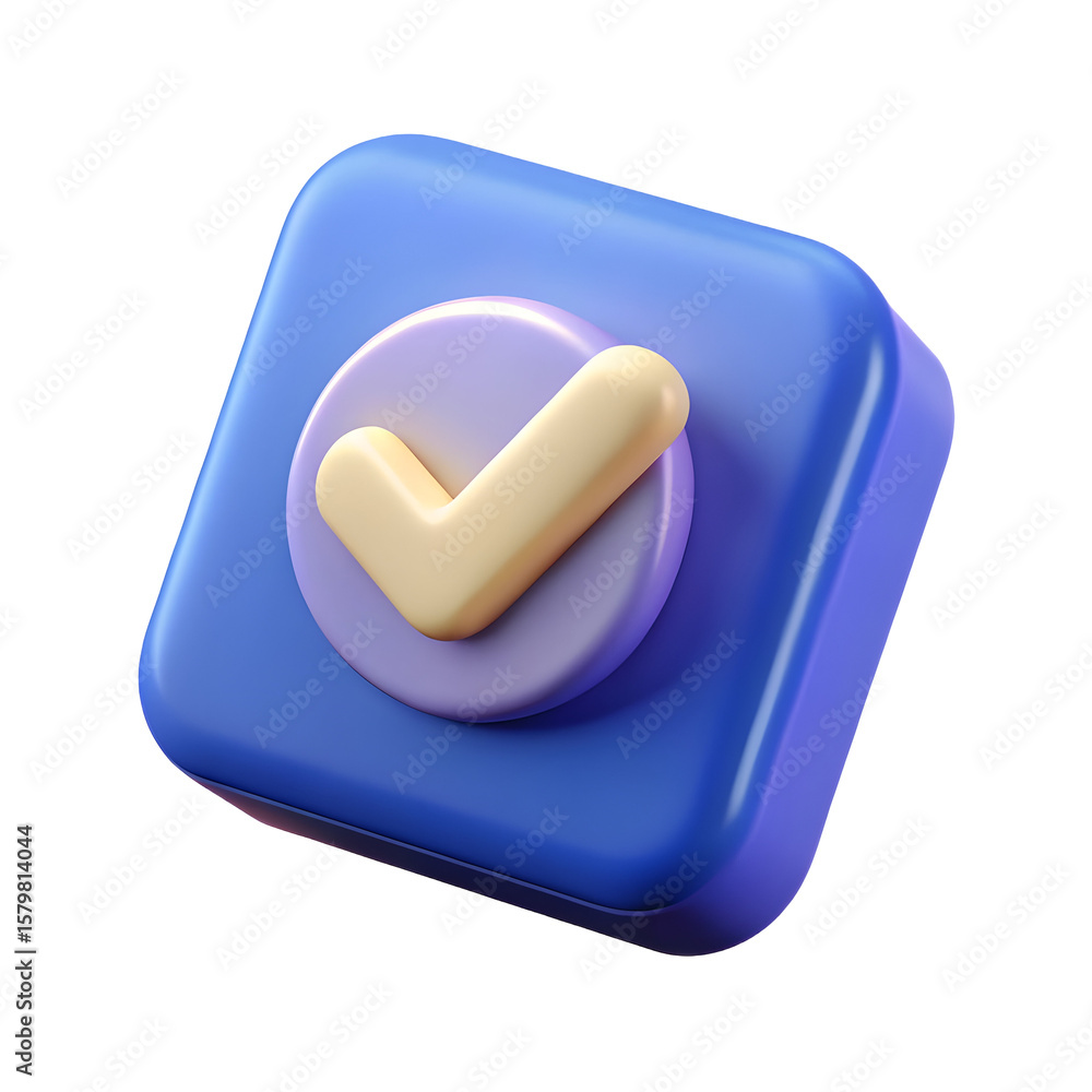 3D Checkmark Icon Blue Square Button Approval isolated on transparent background 3D Checkmark Icon Blue Square Button Approval isolated on transparent background