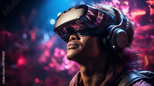 A gamer using a virtual reality headset for immersive gaming