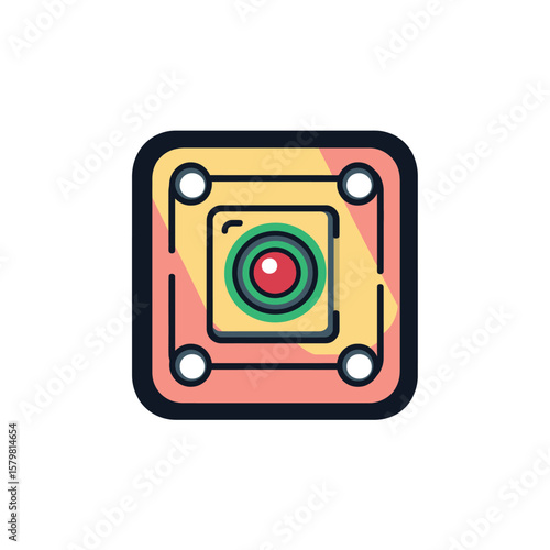 Carrom board game icon isolated on transparent background, square colorful piece