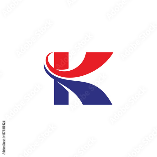 letter k colorful curves arrows dynamic logo vector