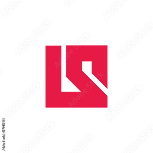 letter ls simple squares geometric red logo vector