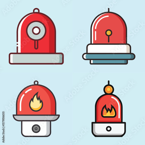 "Minimalist Fire Alarm Flat Illustration  Emergency Safety Vector Art for Building & Industrial Design