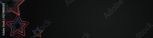 Black template horizontal cover and banner with stars gradient colorful shining light effect template