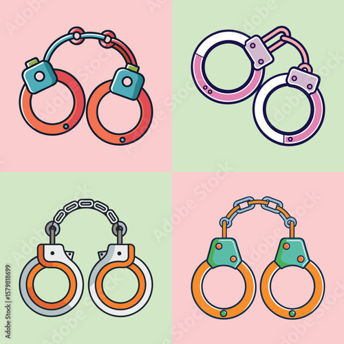 Minimalist Handcuffs Flat Illustration Police & Security Vector Art for Law Enforcement Designs