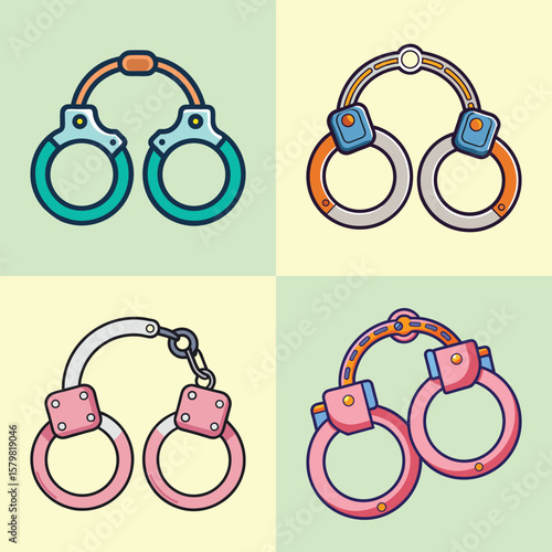 Minimalist Handcuffs Flat Illustration Police & Security Vector Art for Law Enforcement Designs