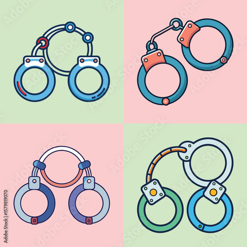 Minimalist Handcuffs Flat Illustration Police & Security Vector Art for Law Enforcement Designs