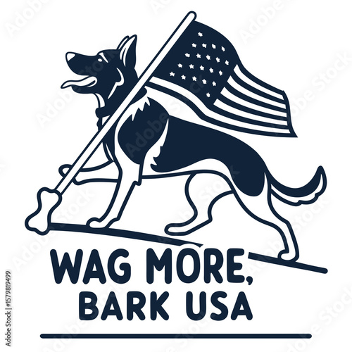 Patriotic Dog with American Flag Illustration for Independence Day Celebration