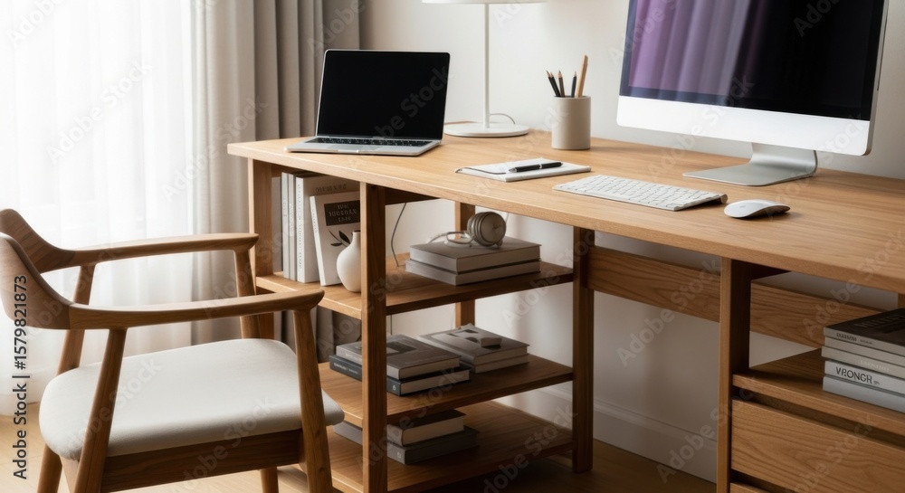 custom made wallpaper toronto digitalNatural wood desk and chair setup for a productive home office environment