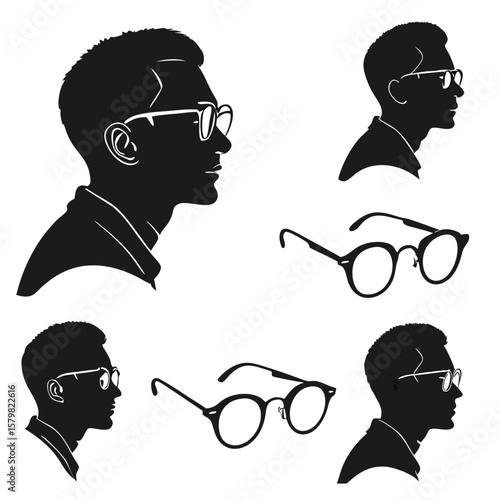 Man profile silhouettes and eyeglass styles glasses eyewear
