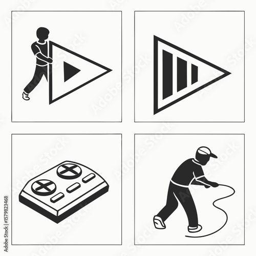 Play pause stop icons and control panel play icon pause icon
