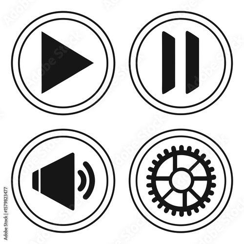 Play pause volume gear icons play icon pause icon
