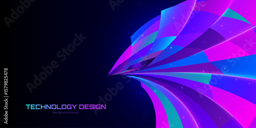 Futuristic wave design with glowing neon curves, perfect for tech or digital themed backgrounds, like birds