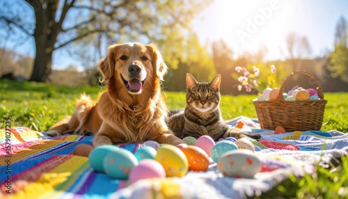Sunny Easter picnic with pets