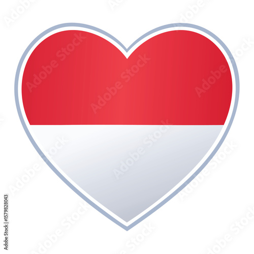 Indonesian flag in a heart shape, representing love for the nation.