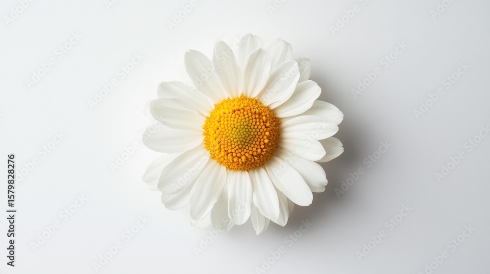 Fototapeta premium Single daisy flower on white background in serene studio setting