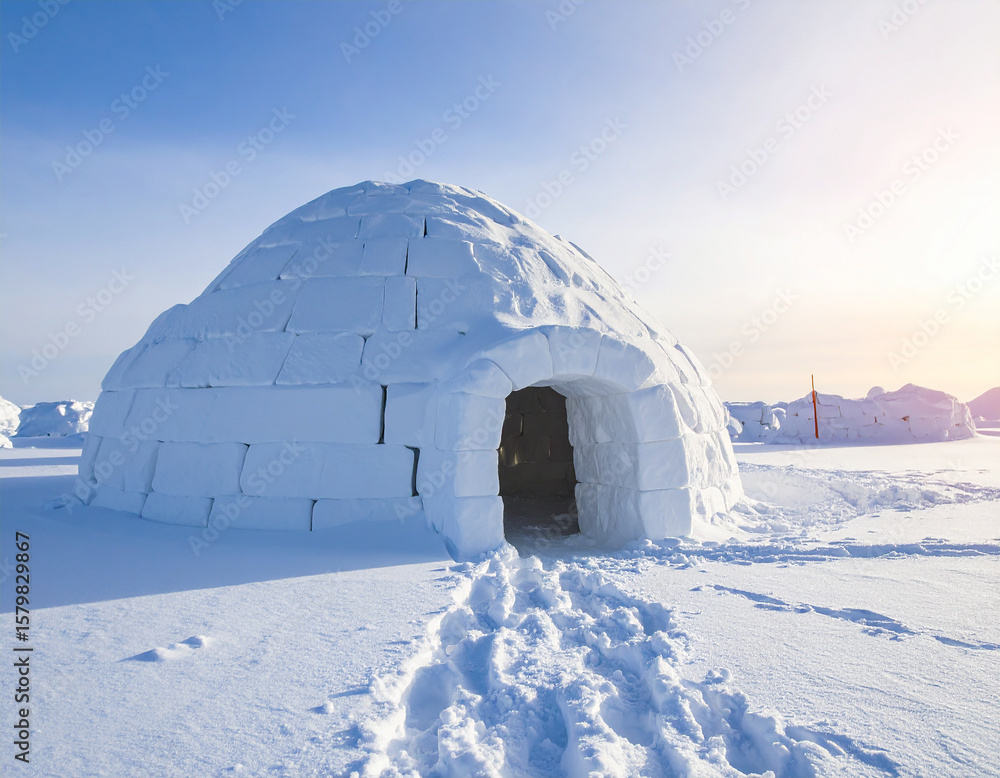 Traditional Eskimo Igloo House in Bright Daylight – Snow-Domed Arctic Shelter with Clear Blue Sky, Cultural Indigenous Architecture in Cold Climate, Ideal for Travel, Ethnic, and Winter Themes
Traditional Eskimo Igloo House in Bright Daylight – Snow-Domed Arctic Shelter with Clear Blue Sky, Cultural Indigenous Architecture in Cold Climate, Ideal for Travel, Ethnic, and Winter Themes