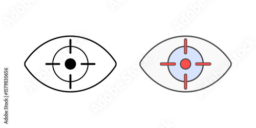 Eye tracking navigation icon with eye and crosshair symbol, ideal for gaze-based interaction, hands-free control, and assistive technology illustrations.