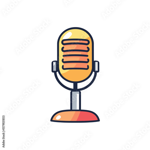 Yellow Vintage Microphone with Transparent Background Audio Broadcast Equipment