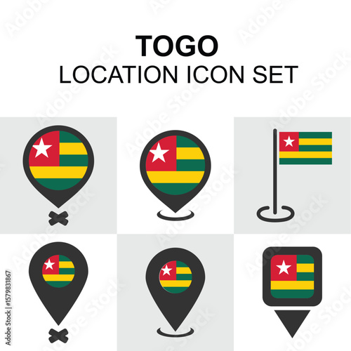 Free Download A set of location icons featuring Togo’s vibrant flag, useful for maps, educational content, and regional African visuals. - GFXLoad