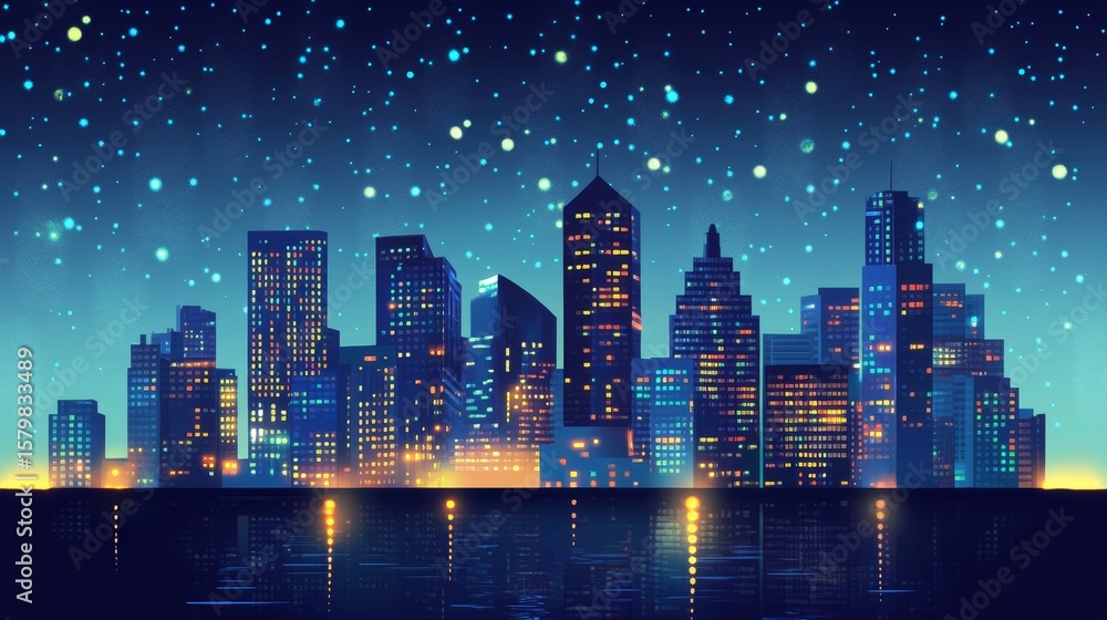 Obraz premium Skyscrapers in the Quiet of Night