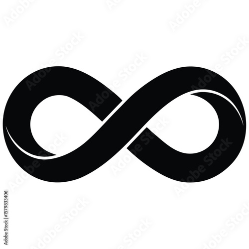 Bold Black Infinity Symbol Isolated on White Backdrop, Simple Design Element