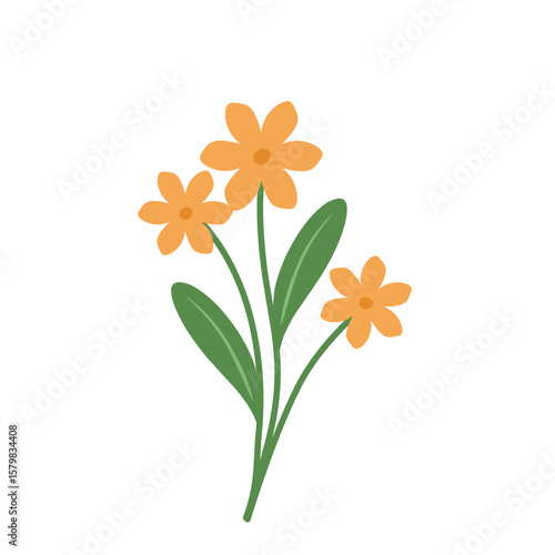 Simple flower illustration. Hand-drawn flower illustration. Flower illustration. Flat design colored flower illustration