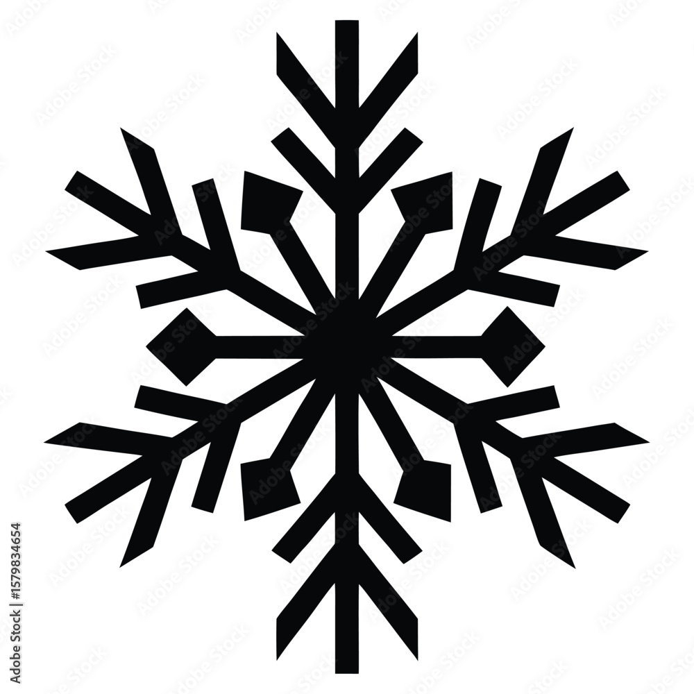 Stylized Black Snowflake Design Winter Season Illustration for Holiday Decorating and Crafts Stylized Black Snowflake Design Winter Season Illustration for Holiday Decorating and Crafts
