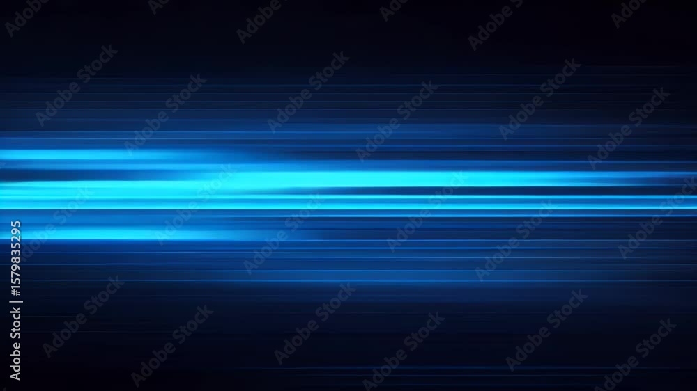 A dark blue gradient background with horizontal bands of bright, blue light creating a sense of motion and energy