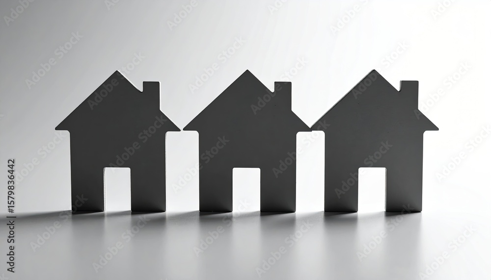 Fototapeta premium Three simple house silhouettes