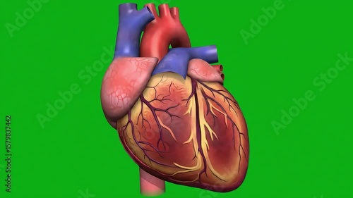 Wallpaper Mural 3D Beating Human Heart Animation with Clear Anatomical Details and Green Screen Torontodigital.ca