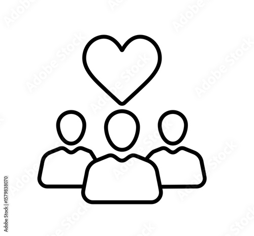 Care, generous and sympathize icon set in thin line style