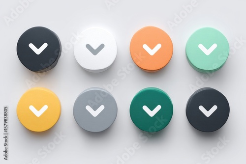 Free Download Rounded buttons, various colors, down arrow - GFXLoad