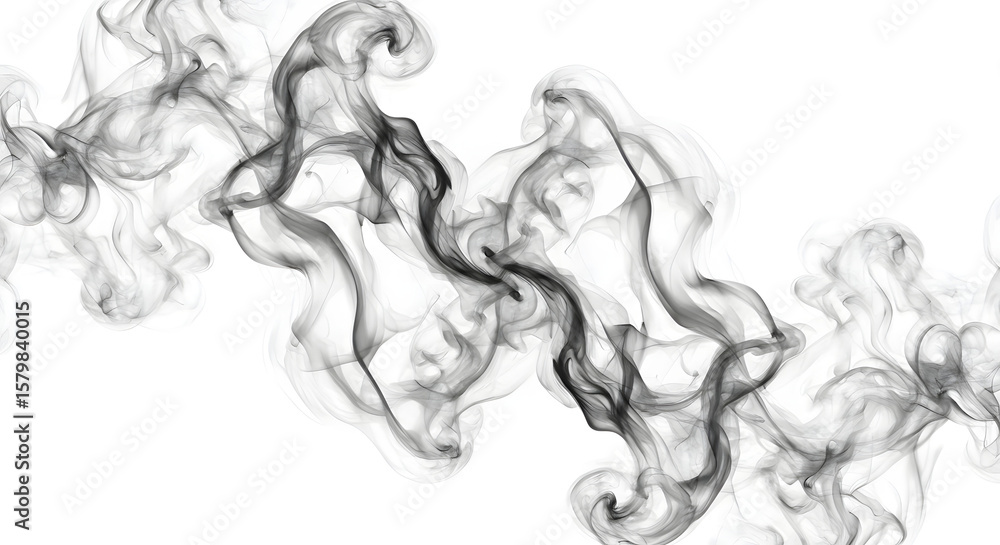 Fototapeta premium Soft smoke clouds with intricate textures on a pure white background