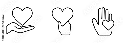 Charity Icons - Vector Line. Editable Stroke. Vector Graphic
