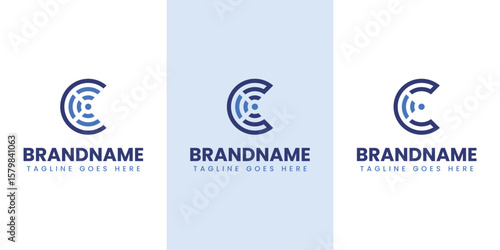 Letter C Connection Logo Set, symbolizing communication, network, and unity