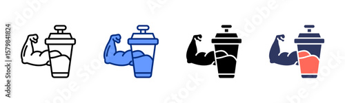 Protein Shake icon sheet multiple style collection