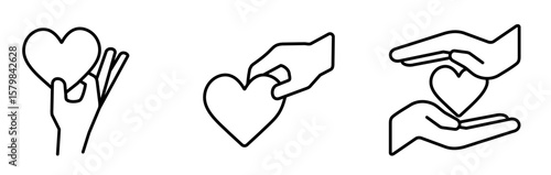 Charity Icons - Vector Line. Editable Stroke. Vector Graphic