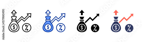 Interest Rates icon sheet multiple style collection